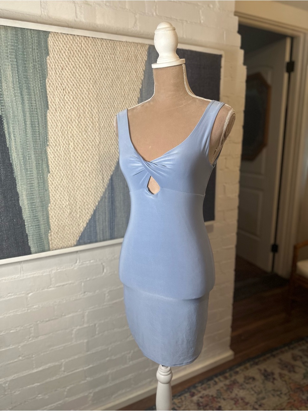 21 Saints Blue Criss Cross Bodycon Tank Dress - Picture 3 of 9